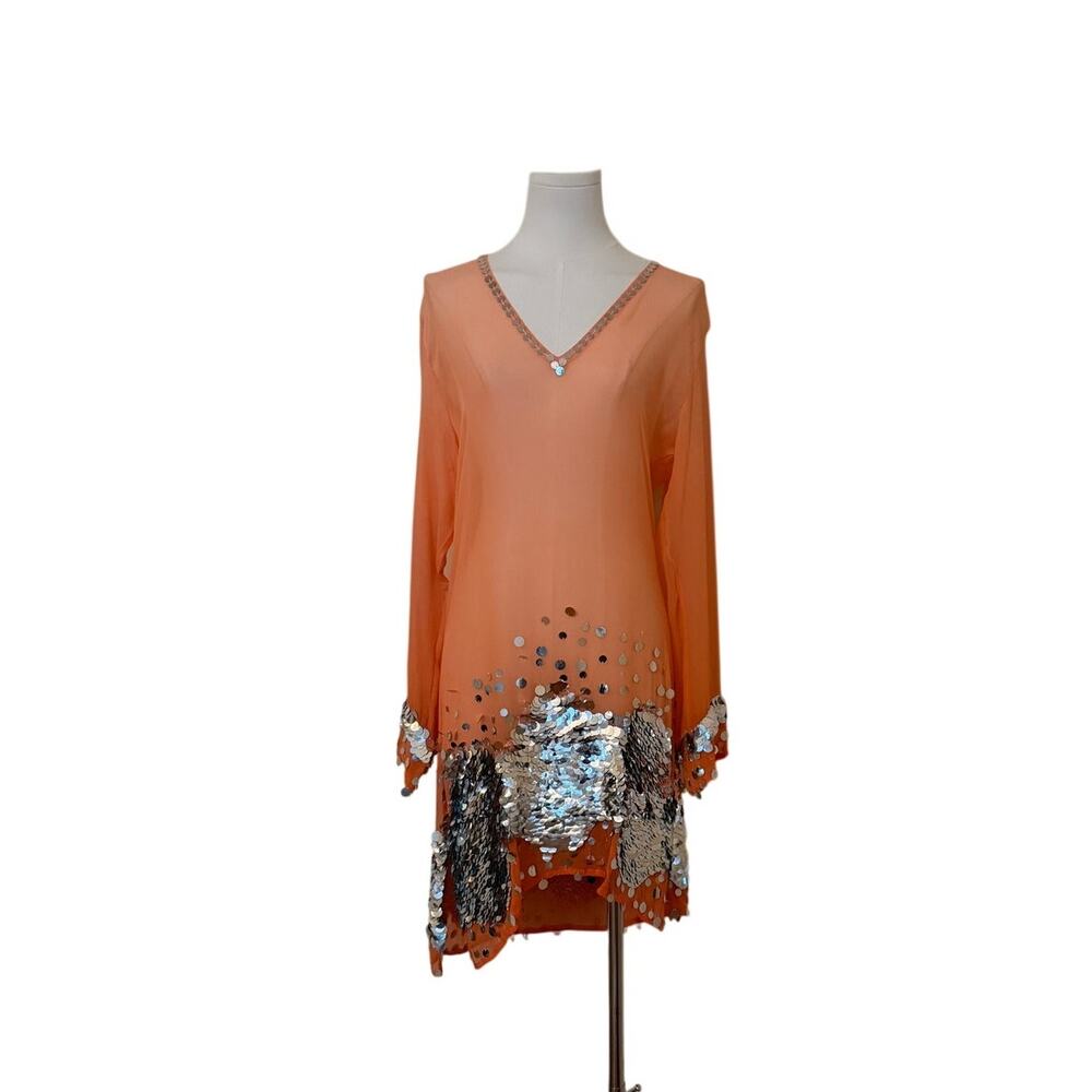 Lotus Swim Peach Coverup w/Silver Pailettes - Large